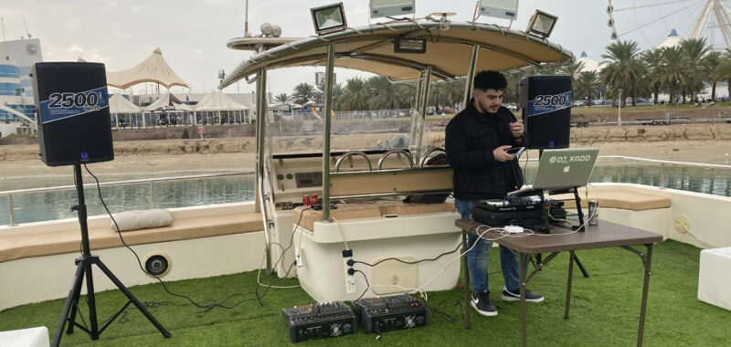 DJ sound system setup on a big boat for parties
